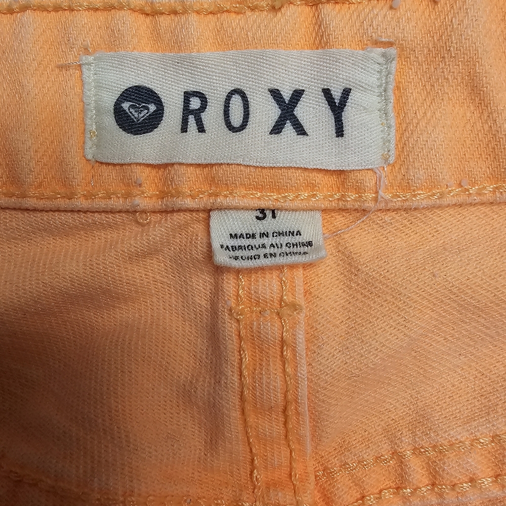 Roxy Bright Orange Diatressed Button Fly Jean Sho… - image 3